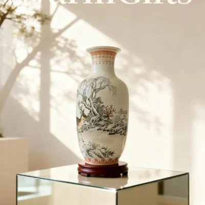 Snow Forest Deer Shadow Porcelain Bottle