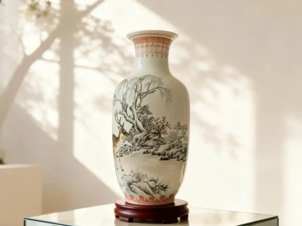 Snow Forest Deer Shadow Porcelain Bottle