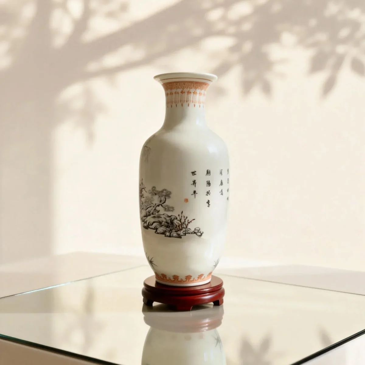 Snow Forest Deer Shadow Porcelain Bottle