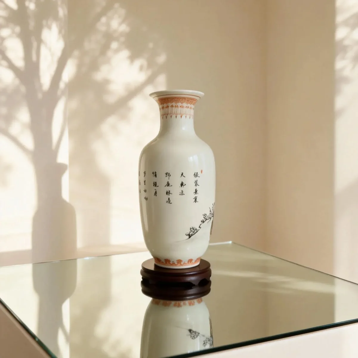 Snow Forest Deer Shadow Porcelain Bottle