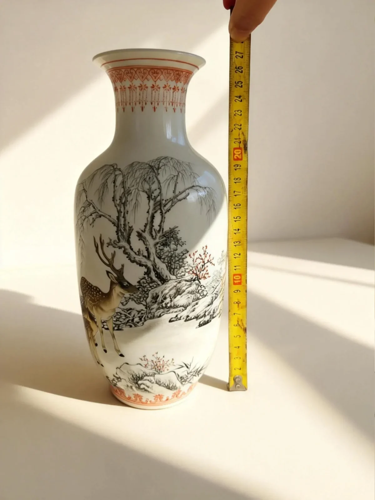 Snow Forest Deer Shadow Porcelain Bottle