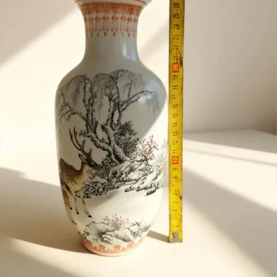 Snow Forest Deer Shadow Porcelain Bottle