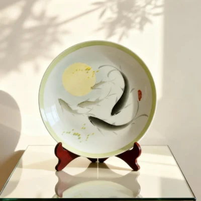 yu01 Fish Leaping Clear Waves Porcelain Plate