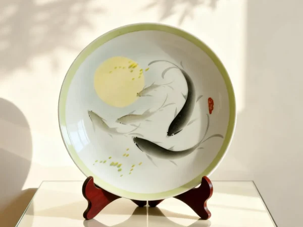 Fish Leaping Clear Waves Porcelain Plate