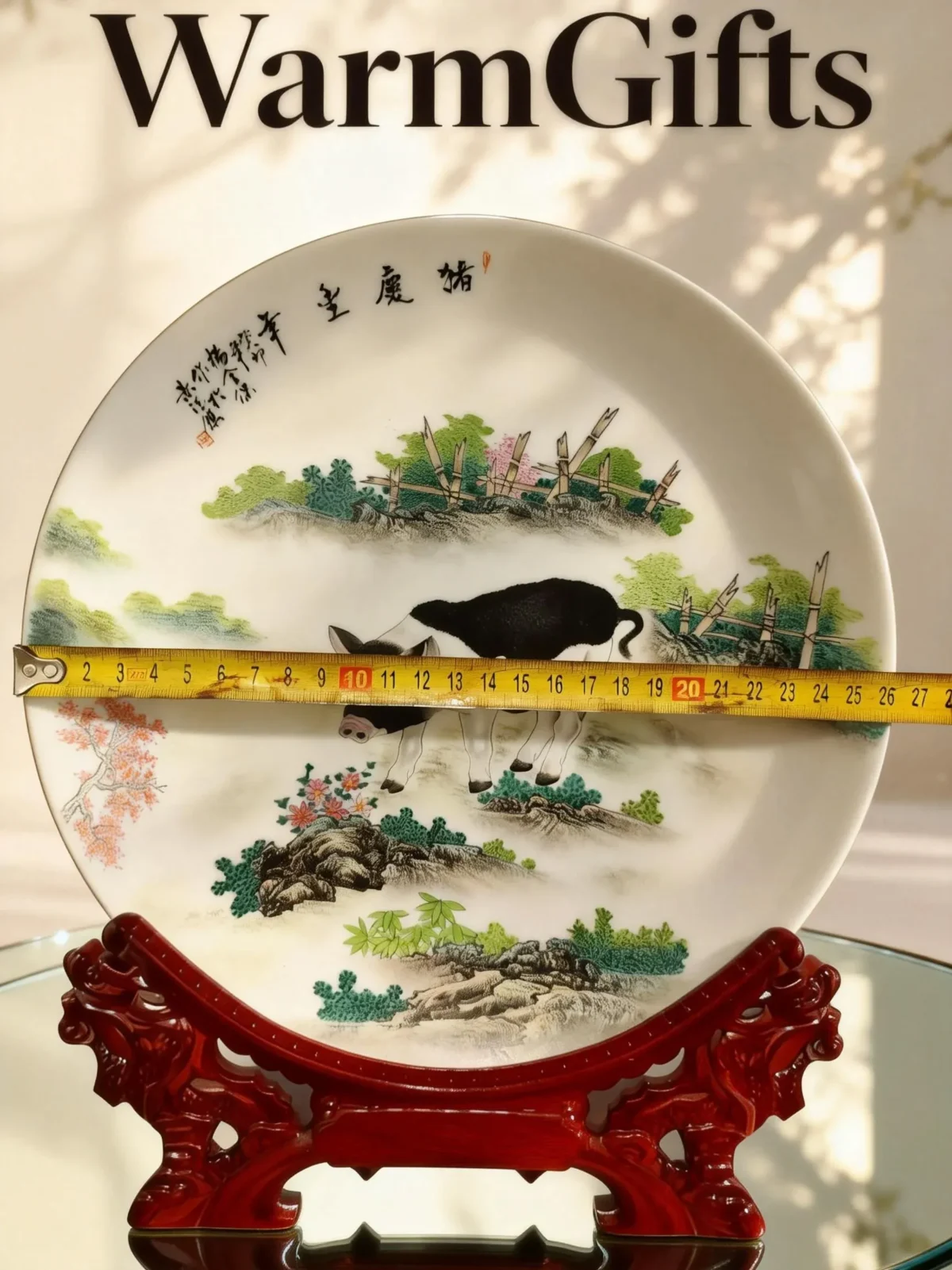 Zhu05 Pig Celebrating Abundance Porcelain Plate