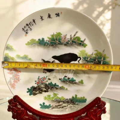 Zhu05 Pig Celebrating Abundance Porcelain Plate