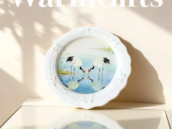 Crane's Nest in the Clear Realm: Hand-Painted Wedding Commemorative Plate Dedicated to Eternal Love