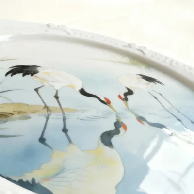 Crane's Nest in the Clear Realm: Hand-Painted Wedding Commemorative Plate Dedicated to Eternal Love