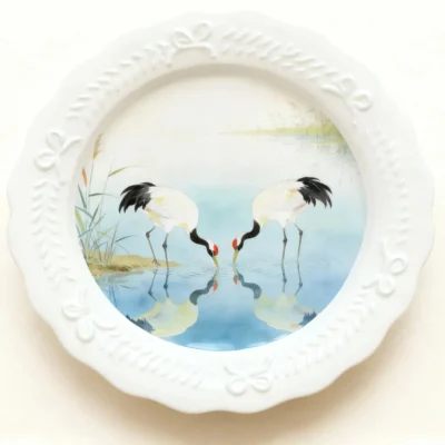 Crane's Nest in the Clear Realm: Hand-Painted Wedding Commemorative Plate Dedicated to Eternal Love