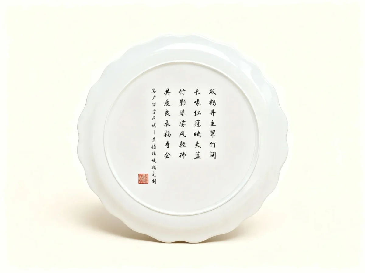 Crane's Nest in the Clear Realm: Hand-Painted Wedding Commemorative Plate Dedicated to Eternal Love